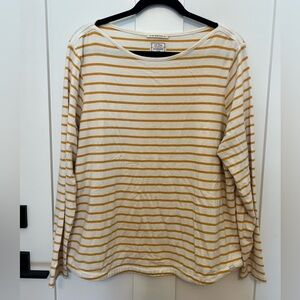 Fat Face Striped Essential Classic Breton Cotton Top Natural yellow Size US 14